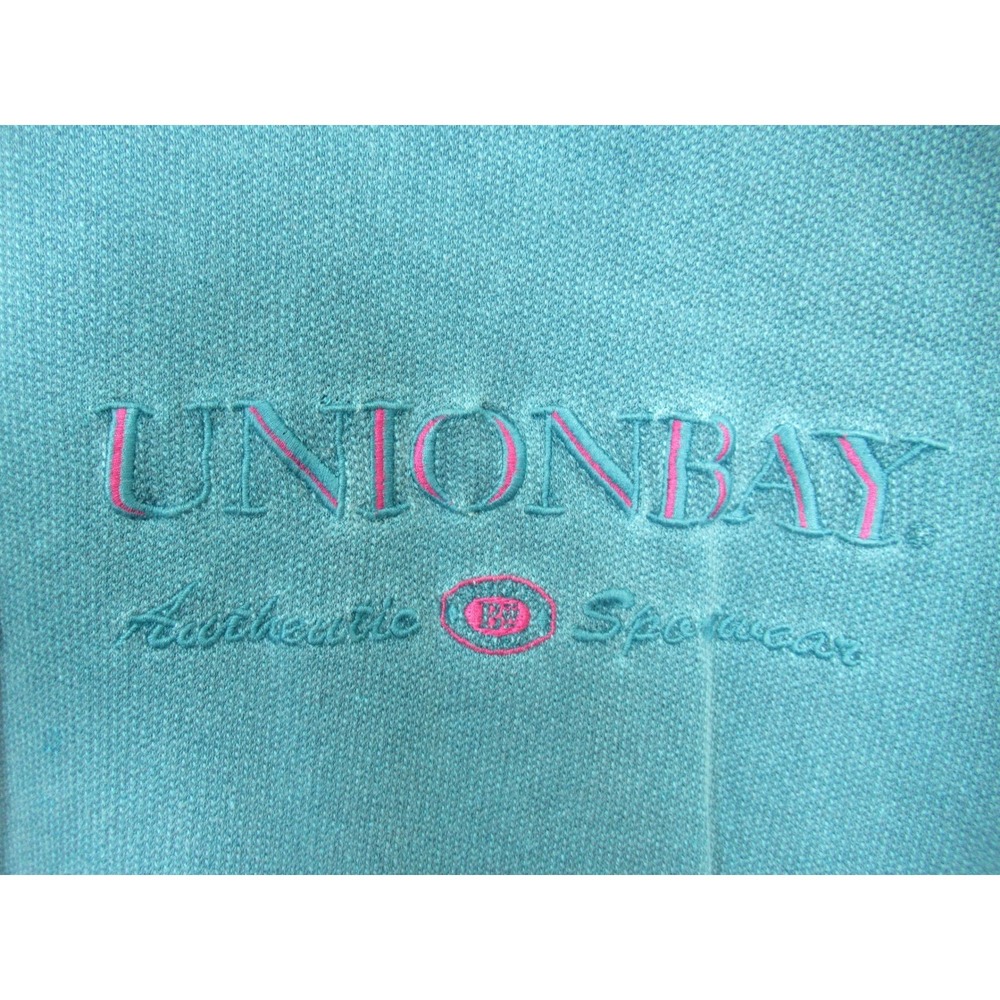 Vintage 80s 90s Unionbay Embroidered Sweatshirt Men Large Blue Mockneck - Picture 2 of 7